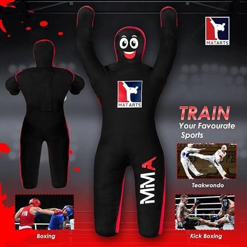 MatArts MMA Grappling Punching Dummy for Kids Combat Sports BJJ jiu Jitsu Judo Karate Taekwondo Wrestling Buddies Tackling and Boxing Dummies (47" / 4 Feet) - UNFILLED thumbnail 4