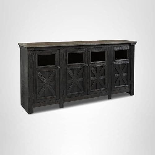 Signature Design by Ashley Tyler Creek Farmhouse TV Stand Fits TVs up to 72", 4 Glass Doors, 3 Adjustable Storage Shelves, Dark Gray thumbnail 9
