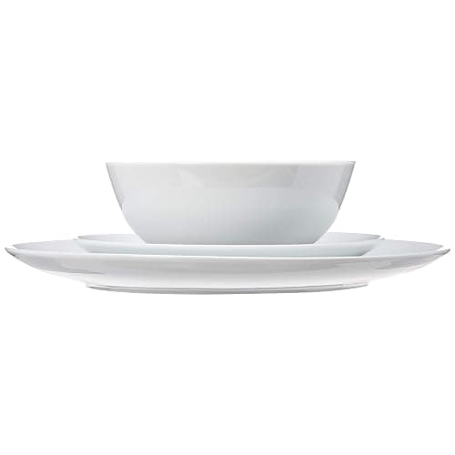 Amazon Basics 18-Piece Kitchen Dinnerware Set, Plates, Dishes, Bowls, Service for 6, White Porcelain Coupe - White Porcelain Coupe thumbnail 5