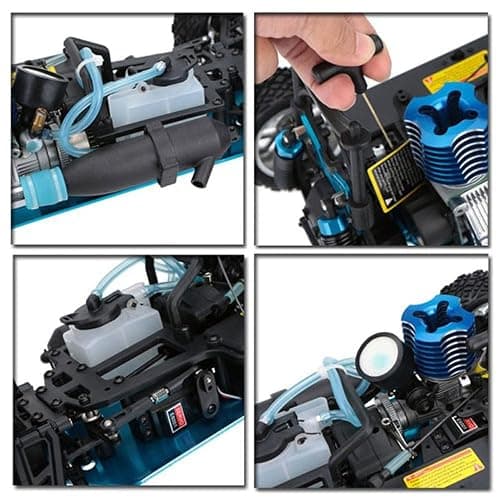 BINGXMF Nitro RC Cars 1/10 Two Speed Nitro Gas Power Car for Adults - Fast Drift 4WD 80KM/H Metal Chassis Gas Off Road Short Course Truck (Black) thumbnail 6