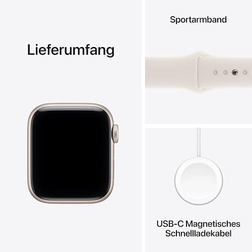 Apple Watch SE 3 GPS 40 mm Smartwatch mit Aluminiumgehäuse in Polarstern und Sportarmband in Polarstern (M/L). Fitness‑ und Schlaftracker, Herzfrequenzmesser, Always-On Display, Wasserschutz thumbnail 6