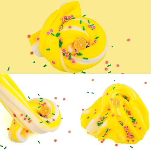 Cloud Slime Kit 5 Pack, With Ice Cream, Lemon, Rainbow, Panda, Mint Leaf Cute Charms, Soft and Mild, Stress Relief slimes Toy for Kids, Slime Party Favor For Girls and Boys thumbnail 3