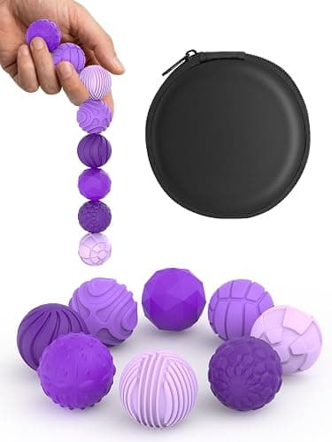 Magnetic Balls Fidget Toys for Adults&Teens,8Pcs Silicone Sensory Stress Relief Toys for Autism&ADHD, Quiet Executive Desk Fidget Magnetic Balls,Gift for Men&Women Gifts(Geometric · Purple) - Image 1