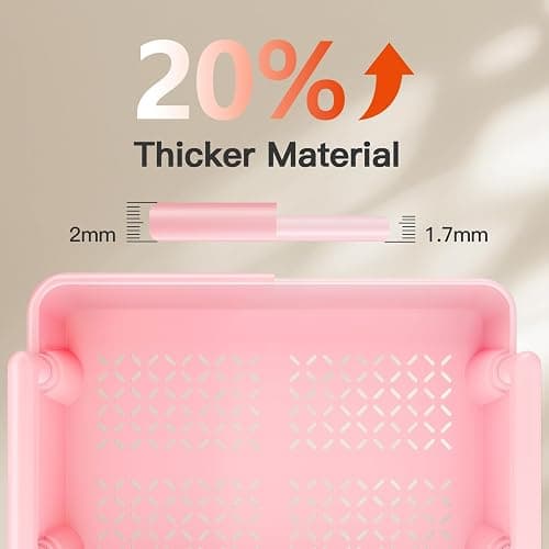 Pipishell 3 Tier Rolling Cart Organizer, Plastic Rolling Cart with Lockable Wheels & Reinforced Handle, Lightweight Utility Storage Cart for Nursery, Kitchen, Craft Room, Pink thumbnail 4