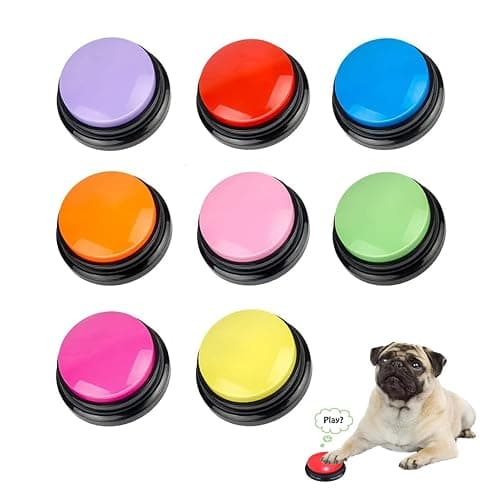 FINEST+ Voice Recording Button for Communication Pet Training Buzzer,30 Second Record&Playback Dog Toy,Voice Recording Clicker for Cat,Puppy,Pet Trainin,Funny Gift for Study Office Home 8Pcs - Image 1