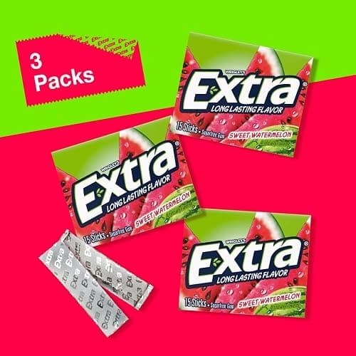 EXTRA Watermelon Sugar Free Chewing Gum, 15 ct (3 Pack) thumbnail 4