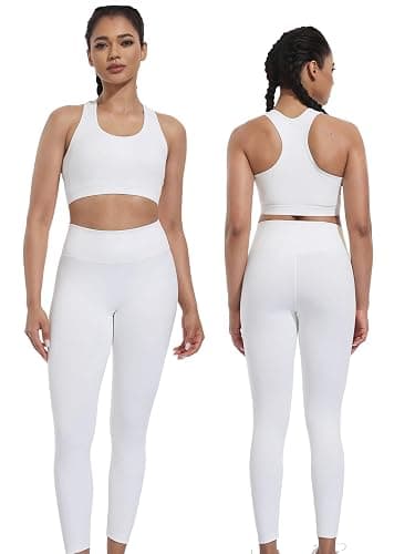 Workout Sets for Women 2 Piece High Waisted Seamless Leggings with Padded Stretchy Sports Bra Sets Gym Clothes - Image 1