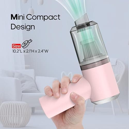 Auloea Mini Cordless Handheld Vacuum for Car, Keyboard, Laptop, Home, Pink | Quick Cleanups, Tight Spaces, USB-C Rechargeable, Easy Storage, Office, Cup Holders, Seat Gaps, Window Tracks thumbnail 3