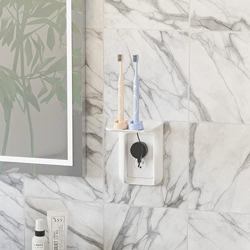 WALI Outlet Shelf Wall Holder,Bathroom Walls Shelves up to 10lbs Standard Vertical Duplex Wall Shelf Organizer for Smart Home Decor Space Saving Power Tools, Toothbrush (OLS002-W), 2 Pack, White thumbnail 7