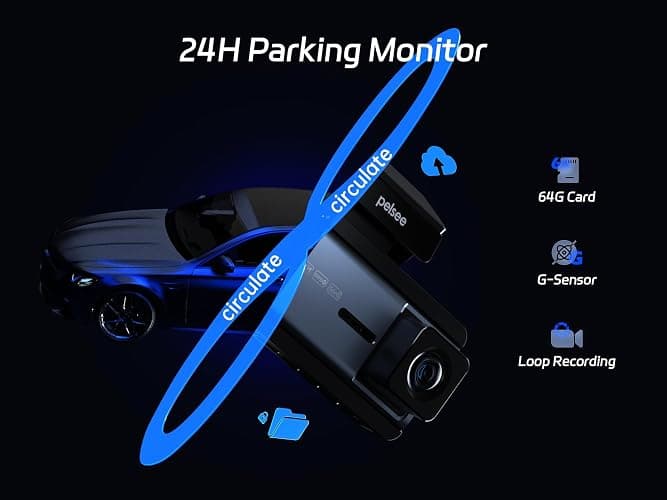 Pelsee 4K Dash Cam Front and Rear, 64GB SD Card, Dual Dash Camera for Cars with Wi-Fi, GPS, ADAS, BSD, LCA, 3’’ IPS Display Car Camera, APP & Voice Control, Night Vision, 24H Parking Mode thumbnail 5