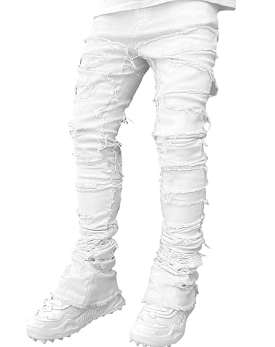 Stacked Jeans Men Skinny Ripped Jeans Slim Fit Denim Pants Y2K Goth Harajuku Emo Jeans Trouser - Image 1