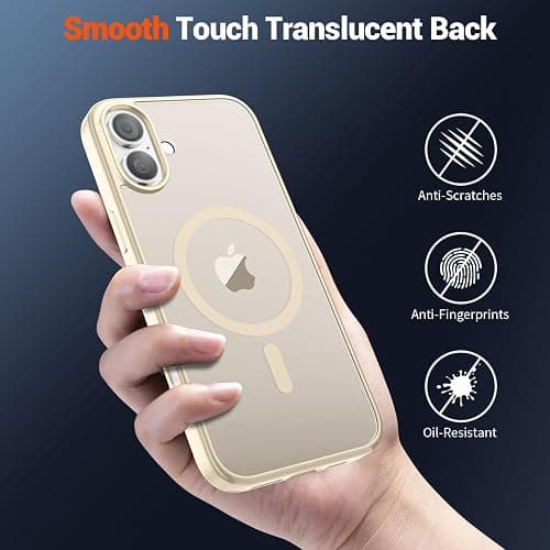 SUPFINE Magnetic for iPhone 16 Plus Case (Compatible with MagSafe) (Military Grade Drop Protection) Slim Translucent Matte Shockproof with Anti-Fingerprint Phone Case,Antique White thumbnail 6