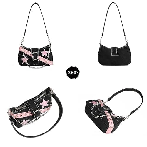Ecohaso Grunge Shoulder Bag Fairy Grunge Hobo Bag Denim Chain Y2K Purses Crossbody Bag for Women thumbnail 2