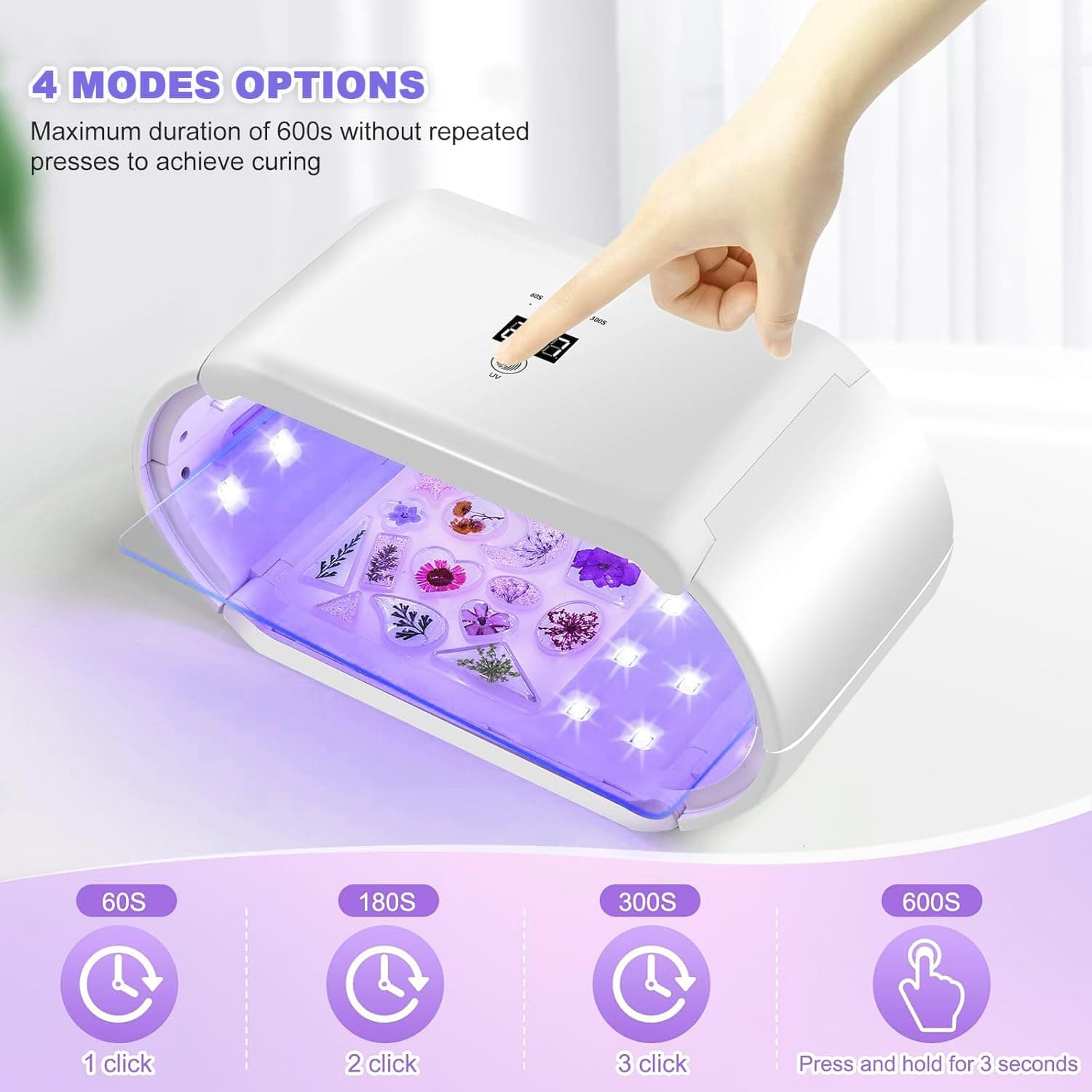 Mfancy UV Light for Resin,Two-Sided Fast Curing UV Resin Light,Foldable Portable UV Light Nail Lamp,Resin UV Curing Lamp[4 Timers],Resin Molds,Jewelry Making,DIY Craft,Nail Curing thumbnail 6