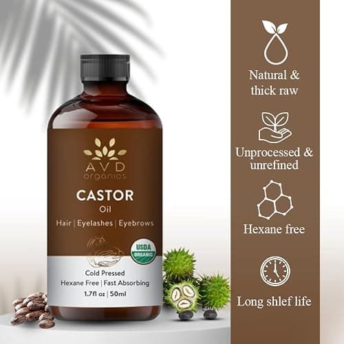 AVD Organics Castor Oil for Eyelashes | USDA Certified Organic Castor Oil Cold Pressed in Glass Bottle with Lash Brushes | For Eyebrows, Hair & Eyelash | 1.7 fl oz thumbnail 4