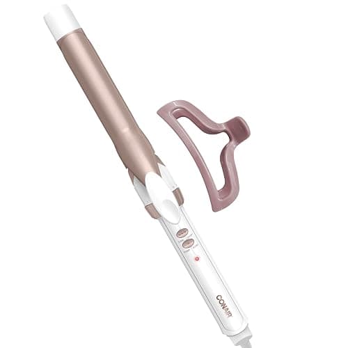 Conair Double Ceramic 1-Inch Curling Iron with Claw Clip, 1-Inch Barrel Creates Classic Curls, Hair Curler for Use on Short, Medium, & Long Hair, White/Rose Gold - Image 1