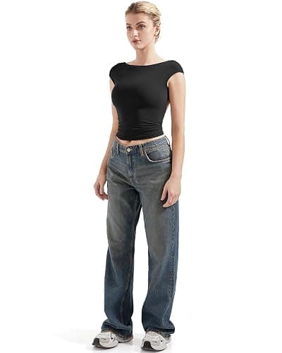 SUUKSESS Women Backless Sexy Going Out Tops Double Lined Open Back Y2k Basic Tee Shirts thumbnail 5