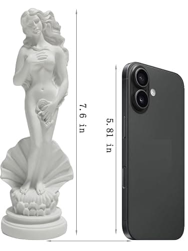 KIKITOY Aphrodite Statue The Birth of Venus on Half-Shell 7.6 Inch - Greek Roman Goddess Sculpture, Handmade Resin Art Figurine Classical White Statue, Home & Office Decor thumbnail 4