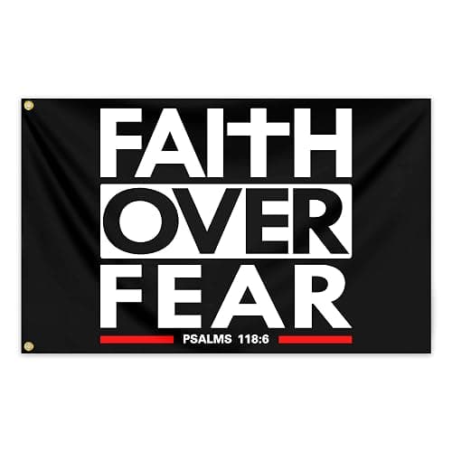 Faith Over Fear Flag 3x5 Ft Christian Jesus Flags Inspirational Gym Flags for Home Motivational Gym Wall Fitness Decor And College Dorm Room Bedroom Office Sign Banner Decor - Image 1