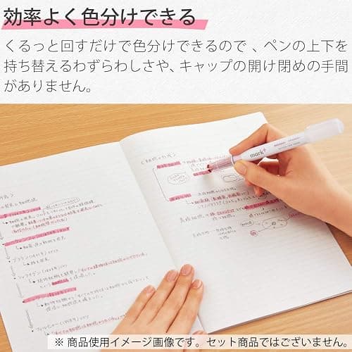 KOKUYO Pastel Highlighters, 2 Tone Chisel Tip Bible Markers in Assorted Colors, No Bleed Quick-Dry Art Marker for Journal, Planner, Notes. Japan Import (PM-MT100-5S) thumbnail 5