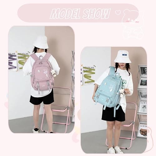 LANSHIYA School Bags for Girls,Elementary Middle School Students Bookbag, Kids Backpack with Pendent&Pins Outdoor Backpacks for Girls thumbnail 6