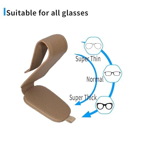 Yuoyar 2 Packs Magnetic Sunglass Holder for Car Visor - Universal Sunglasses Clip for Different Size Eyeglasses - Convenient Interior Car Accessories (Beige) thumbnail 5