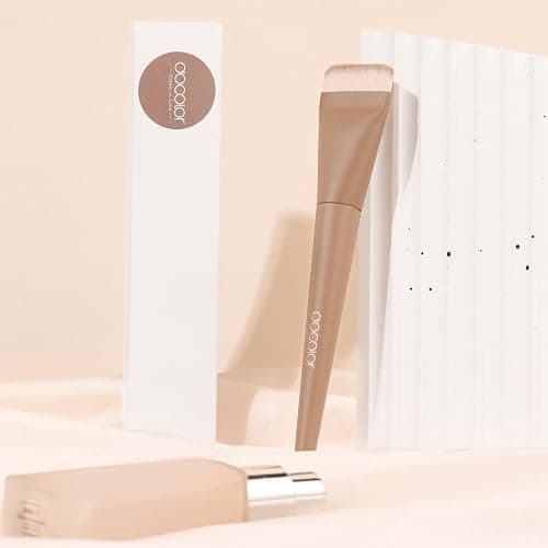 docolor Flat Foundation Brush Korean Makeup Brush Liquid Makeup Brush Premium Makeup Face Brush for Blending, Cream, Thin Foundation Brush Makeup Tool Face Foundation Flat Brush,Khaki thumbnail 8
