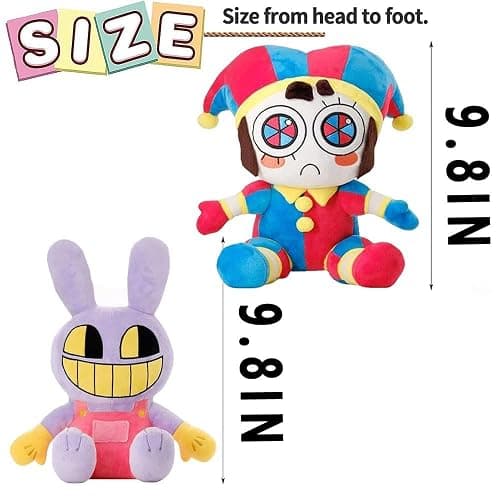 Nultse Jax and Pomni Plush,Horror Cute Stuffed Plushies Doll Toys, Jax and Pomni Plush for Birthday Christmas, Kids and Adults Choice (2pcs) thumbnail 2