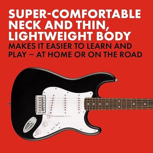 Fender Squier Debut Series Stratocaster Electric Guitar, Beginner Guitar, with 2-Year Warranty, Includes Free Lessons, Black with Matte Finish thumbnail 3