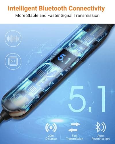 HomeSpot Noise Reduction Wireless Neckband Headphones with Qualcomm aptX HD, 27dB NRR, CVC Noise Cancelling Mic & Controls and 20H Playtime for Work Safety OSHA Compliant - Blue Wire Orange Earbuds thumbnail 6