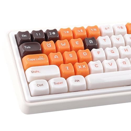 TYRIXKI Ceramic Jade Calico Cat Keycaps, 148 Keys Translucent Orange Jelly Cute Keycaps Mao Profile Creamy Custom Keycap for Cherry Gateron MX Swithes Mechanical Keyboards - Image 1