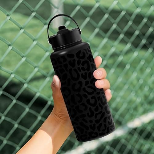 Leopard Water Bottle 32oz Stainless Steel Double Wall Vacuum Insulated with Lid, Leopard Print Water Bottles for Gym Sports Travel Outdoor, Gifts for Women Girls Ladies Birthday Christmas thumbnail 2
