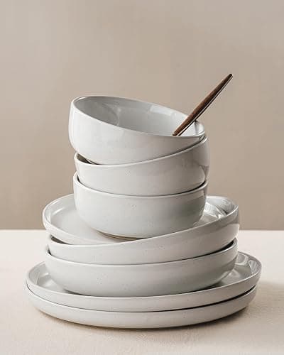 Famiware Milkyway Dinnerware Sets, 24 Piece Dish Set, Plates and Bowls Sets for 8, White thumbnail 4