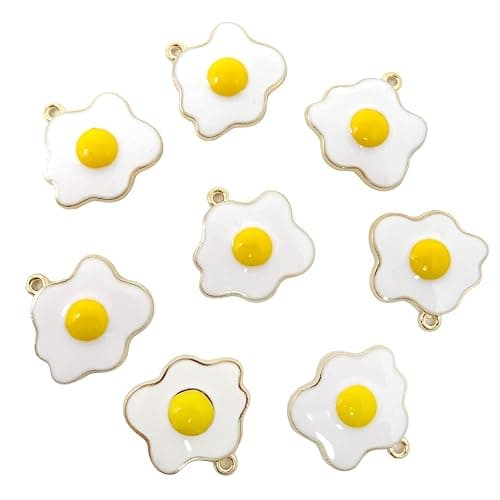Honbay 20PCS Enamel Alloy Fried Eggs Pendant DIY Craft Jewelry Making Accessory - Image 1