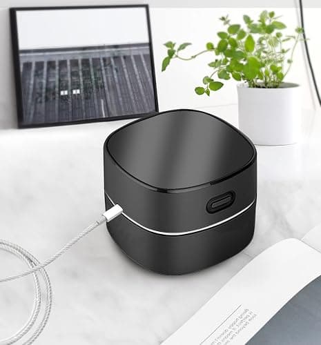 ODISTAR Desktop Vacuum Cleaner,Mini Table dust Sweeper Energy Saving,High Endurance up to 400 mins,Cordless&360º Rotatable Design for Cleaning Hairs,Crumbs,Computer Keyboard (Black Charging) thumbnail 2