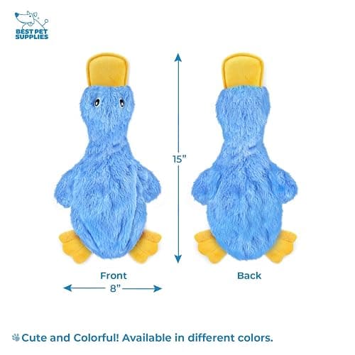 Best Pet Supplies Interactive Squeaky Dog Chew Toy, Ideal Dog Toys for Chewers, Small, Medium & Large Dogs, and Fetch Lovers - Crinkle Duck (Blue), Large thumbnail 4