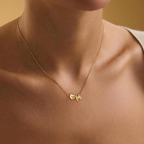 MOMOL Tiny Heart Initial Necklace for Women 18K Gold Plated Dainty Letters Name Necklace Personalized Gift for Christmas thumbnail 3