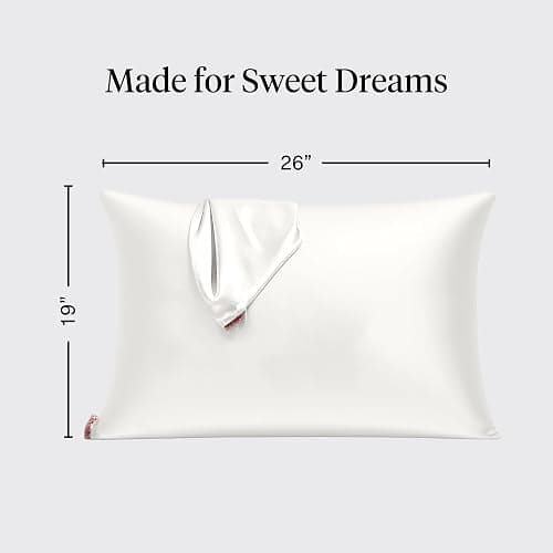 Kitsch Satin Pillowcase with Zipper for Hair & Skin, Softer Than Silk Pillow Cases Standard Size, Wrinkle-Free, Smooth and Cooling Satin Pillow Covers, 19"x26" - Ivory thumbnail 2