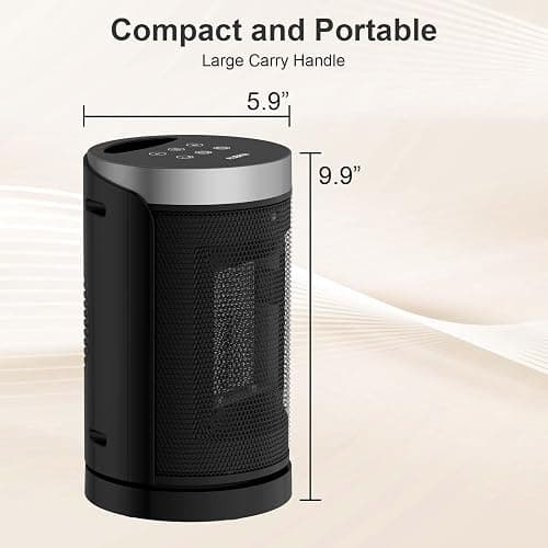 Space Heater, WINHL Small Portable Electric Heaters for Indoor Use with Thermostat and Remote, 70°Oscillation, 12H Timer, 5 Modes, 1500W PTC Ceramic Fast Safety Heat for Office Bedroom Home thumbnail 2