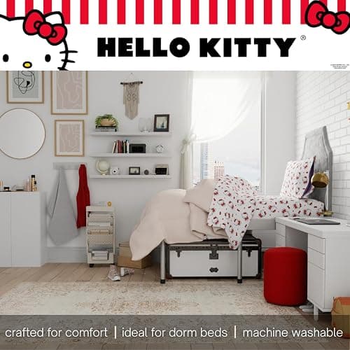Collectibles Hello Kitty Bedding Super Soft Cotton 3 Piece Twin XL Sheet Set, College Dorm Essentials (Officially Licensed Product) by Franco thumbnail 3