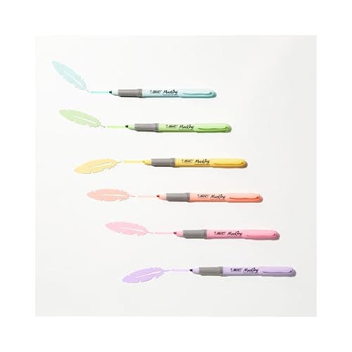 BIC Highlighters Grip Pastel Colours - Grip Highlighter Pens Multipack - Stationery Supplies Pack of 6 thumbnail 7
