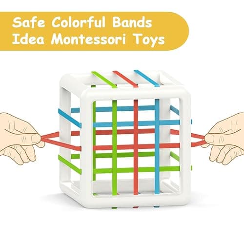 MINGKIDS Montessori Toys for 1 Year Old, 6 Pc Multi Sensory Shape, Toddler Developmental Learning Birthday Gifts, Baby Toys 12 Month - Cube thumbnail 6