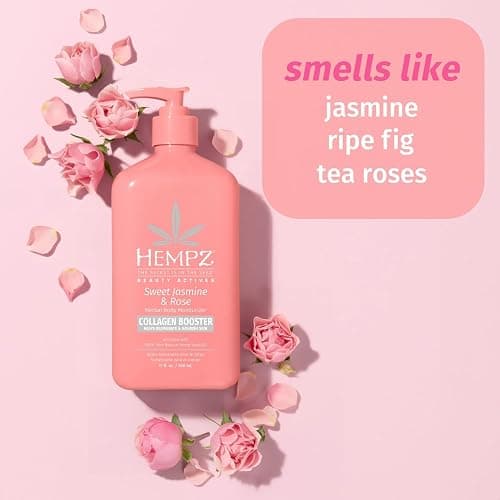 Hempz Sweet Jasmine & Rose Herbal Body Moisturizer for Women, 17 Fl. oz. - Moisturizing Lotion with 100% Pure Hemp Seed Oil, Collagen, Shea Butter - Hydrating Vegan Lotion for Dry Skin thumbnail 3