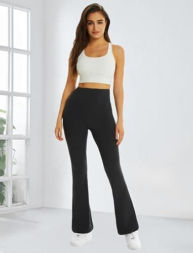 FireSwan Women's Flare Yoga Pants with Pockets High Waist Flared Leggings Bootcut Gym Workout Pants Tummy Control thumbnail 4