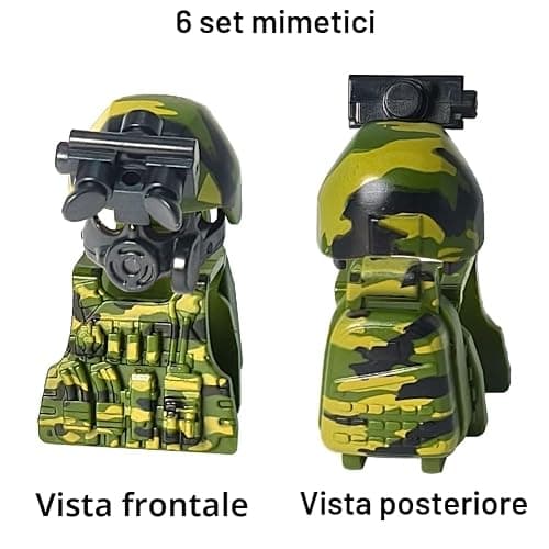 Nicolababe 390 Pezzi Set Armi Militari Giocattoli Mattoncini Equipaggiamento Soldato, Elmetto Mimetizzato, Gilet Tattico, Scudi, Mitragliatrice Gatling, Compatibile con le Principali Minifigure thumbnail 6