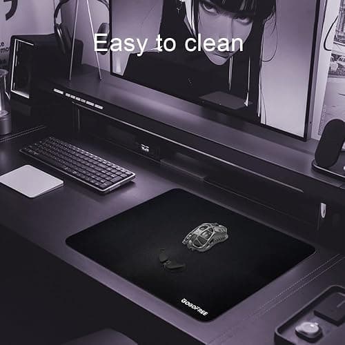 Glass Gaming Mouse Pad, Professional Esport Tempered Glass Mouse Pad Ultra-Smooth Micro-Etched Surface for Top Speed and Control,Hard Mousepad Black (15.7'' x 11.8'') thumbnail 2
