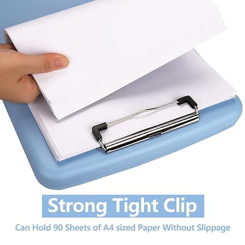 Clipboard with Storage, A4 Binder Nursing Clipboards with Pen Holder, Heavy Duty Storage Clipboard with Low Profile Clip, Clipboards Folder Side-Opening, Smooth Writing Clip Board (Lake Blue) thumbnail 4