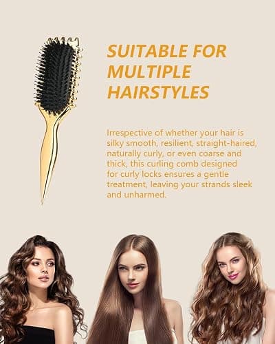 Curl defining brush, Curl Hair Brush, Curl Define Styling Brush, for Combing and Shaping Men's and Women's Curls boar bristle hair brush-Gold plating thumbnail 6