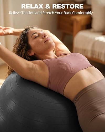 Trideer Yoga Ball for Exercise, Daily Stretching, Pilates, Core & Balance Training, Stability Ball for Pregnancy & Birthing Prep, Physical Therapy, Office Chair for Active Sitting, Quick Pump Included thumbnail 6