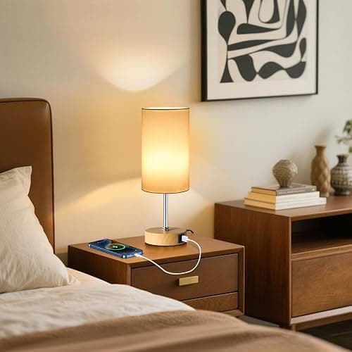 Unicozin Table Lamp with Wood Grain Base, 3 CCT 3000K/4500K/6500K & RGB Color Changing, Stepless Dimmable Small Bedside Lamp for Reading, Ambience Nightstand Light for Home Decor Party, White Shade thumbnail 8